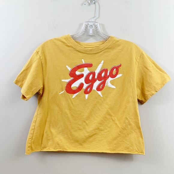 Kellogg’s Eggo Logo Mustard Yellow Crop Top Short Sleeve Top - Picture 1 of 4